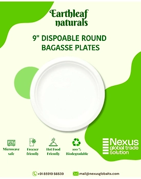 9" Round Disposable Bagasse Plates