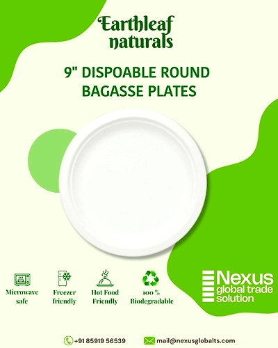 9&quot; Round Disposable Bagasse Plates-DBP-09-003