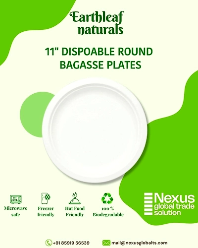 11&quot; Round Disposable Bagasse Plates-DBP-11-005