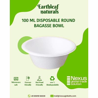 100 ml round disposable bagasse bowl