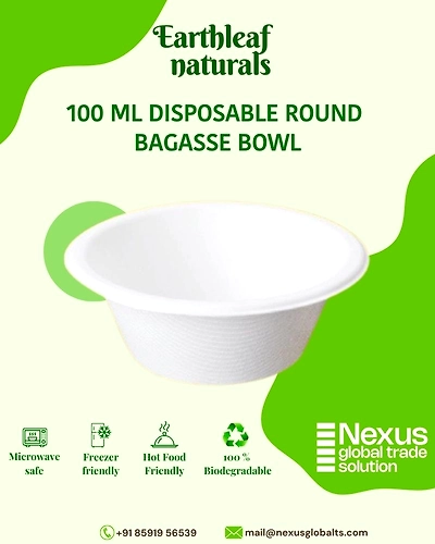 100 ml Round Disposable Bagasse Bowl-DBB-100-002