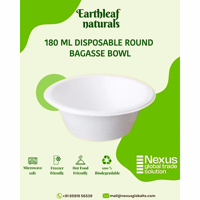 180 ml round disposable bagasse bowl