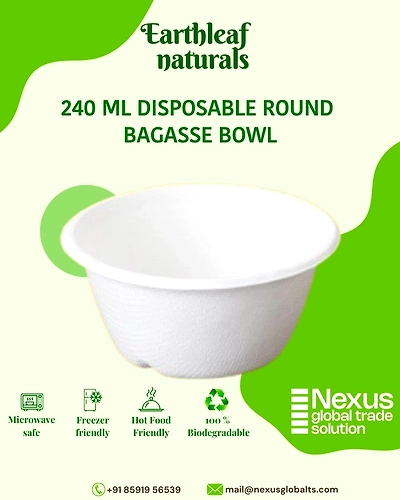 240 ml Round Disposable Bagasse Bowl-DBB-240-004