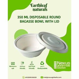 350 ml round disposable bagasse bowl with lid