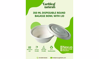 350 ml Round Disposable Bagasse Bowl with lid