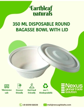 350 ml Round Disposable Bagasse Bowl with lid
