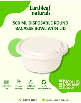 500 ml Round Disposable Bagasse Bowl with lid