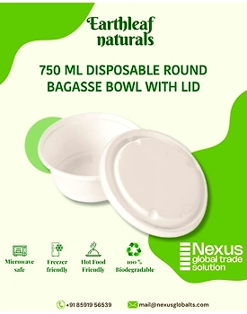 750 ml Round Disposable Bagasse Bowl with lid