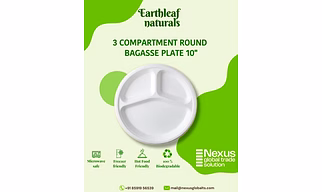 3 Compartment Disposable Round Bagasse Plate 10"