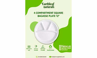 4 Compartment Disposable Round Bagasse Plate 12"