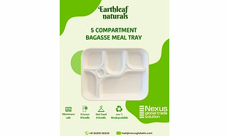 5 Compartment Disposable Bagasse Meal tray