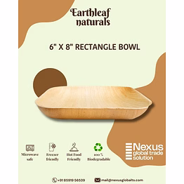 6" x 8" rectangle disposable areca bowl