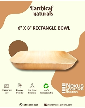 6" x 8" Rectangle disposable areca bowl