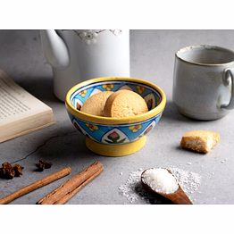 blue pottery bowl