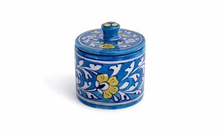 Blue Pottery Box with Lid