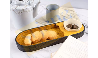 Bamboo Oval Snacks Platter With Bowl