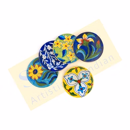 blue pottery coasters set of 5
