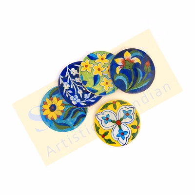 blue pottery coasters set of 5