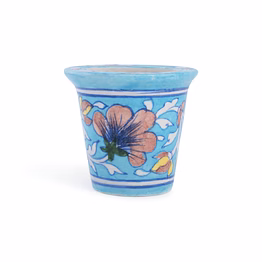 blue pottery planter