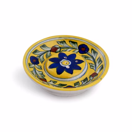 Blue Pottery Round Incense Stick Holder-12732049