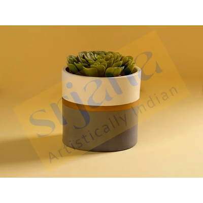 dual handpainted ceramic planter