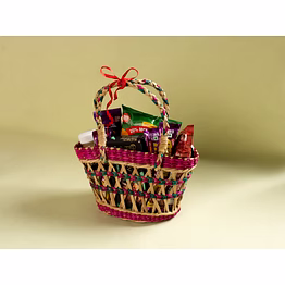 colorful kauna grass hand held basket