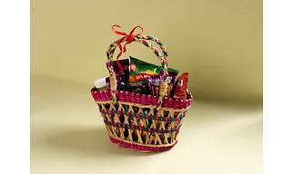 Colorful Kauna Grass Hand Held Basket