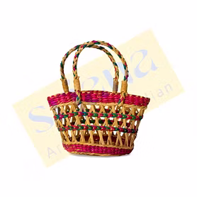 Colorful Kauna Grass Hand Held Basket