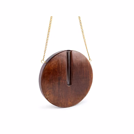elegant wooden round hanging planter with glass tube & sling chain