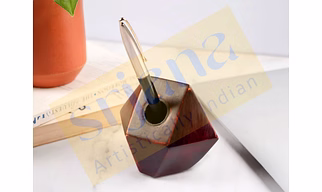Geometric Wooden Pen Holder