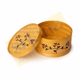 Hand Painted Bamboo Round Box
