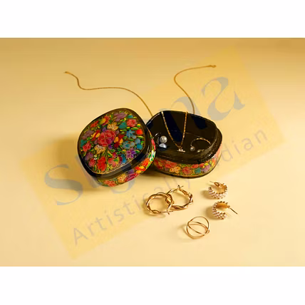 Hand Painted Paper Mache Box-12732301