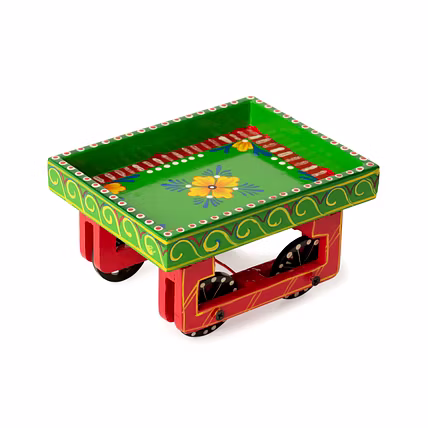 Hand Painted Wooden Thela Tray-1