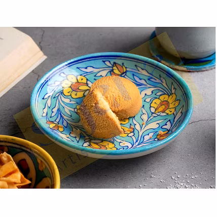 Handcrafted Blue Pottery Plate-12732721