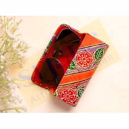 handcrafted leather embossed sunglasses cover