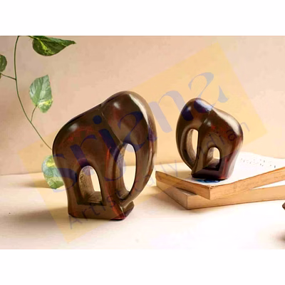 handcrafted mango wood elephant pair