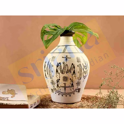 handcrafted terracotta hand-painted vase