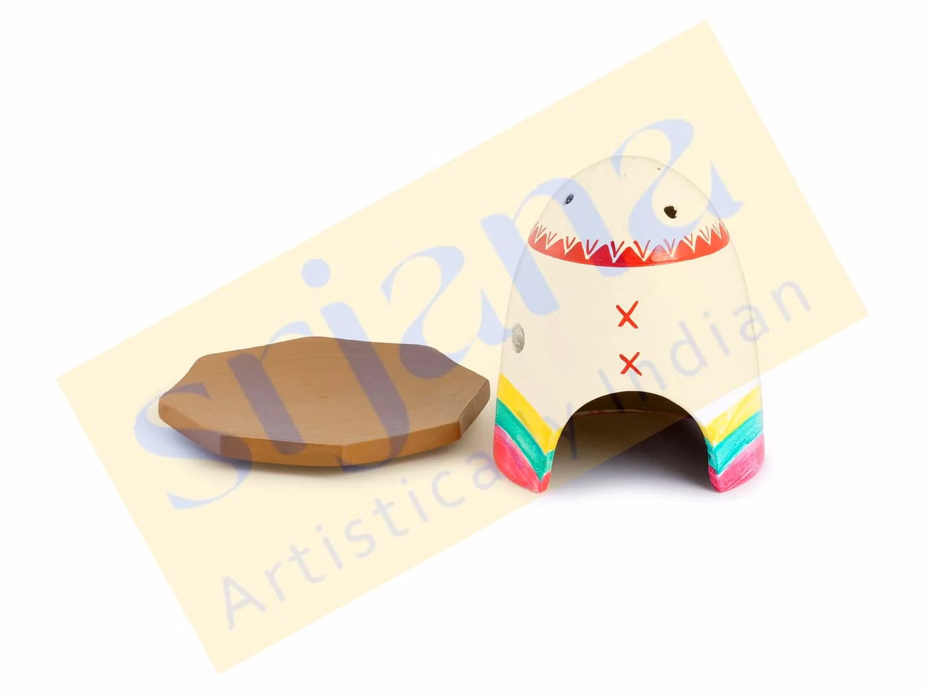 Handpainted Terracotta T-Light & Incense Stick Holder image 2