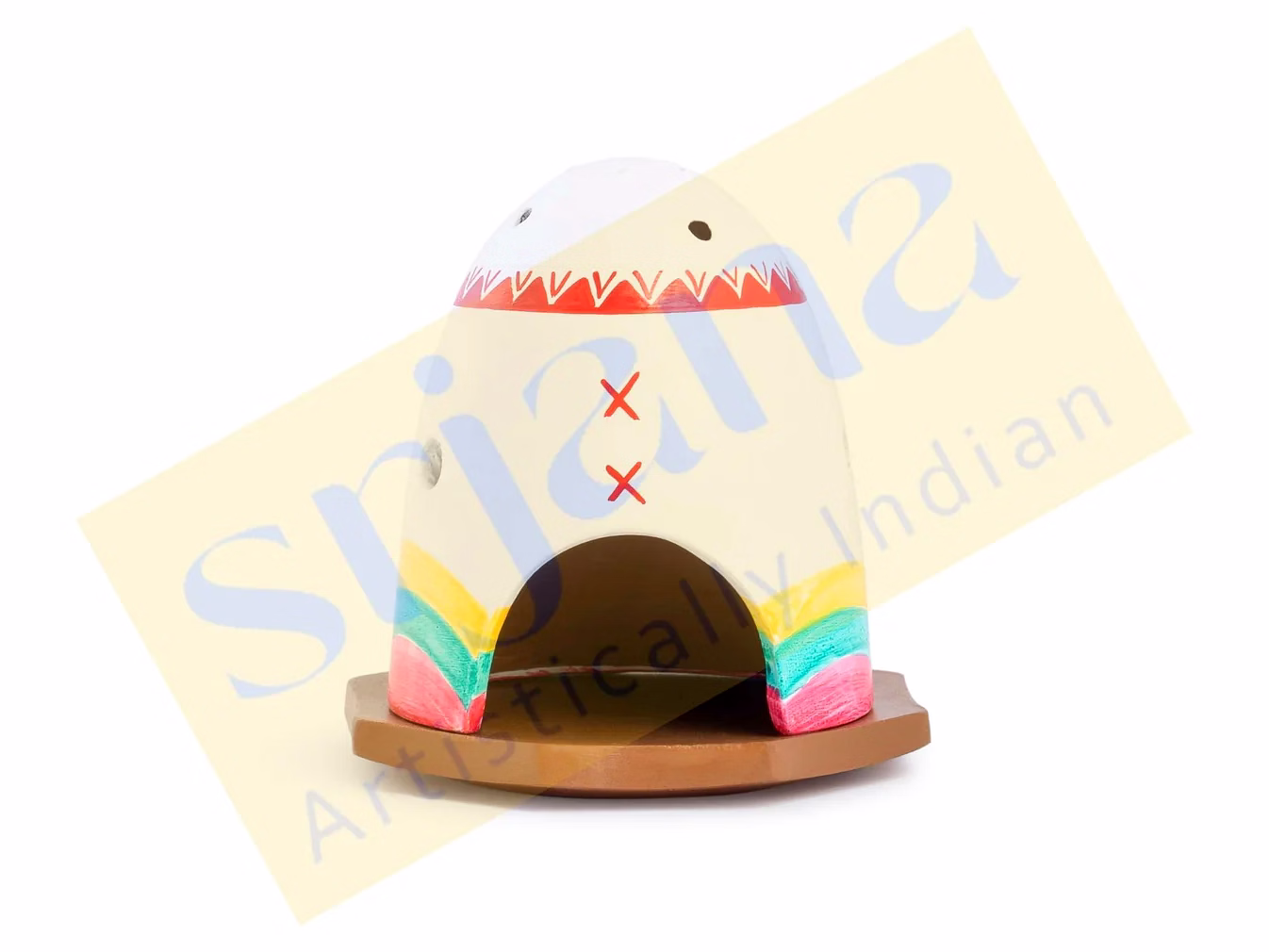 handpainted terracotta t-light & incense stick holder