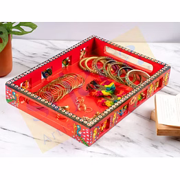 handpainted wooden storage tray