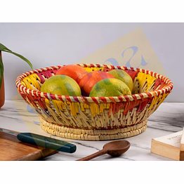 handwoven round moonj grass basket