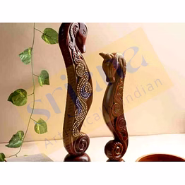 mango wood seahorse décor pair