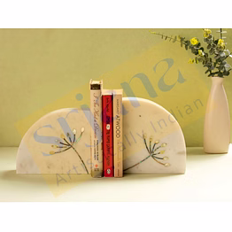 marble bookends with mother of pearl inlay work