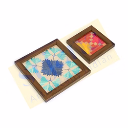phulkari small coaster & blue wall frame