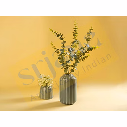 striped ceramic planter pair