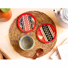 toda hand-embroidered round coasters