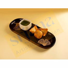 wooden snack tray with laser cut flower