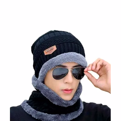 mens woolen cap set