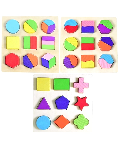 Montessori Math &amp; Shape Puzzle Set ( set of 3)-1