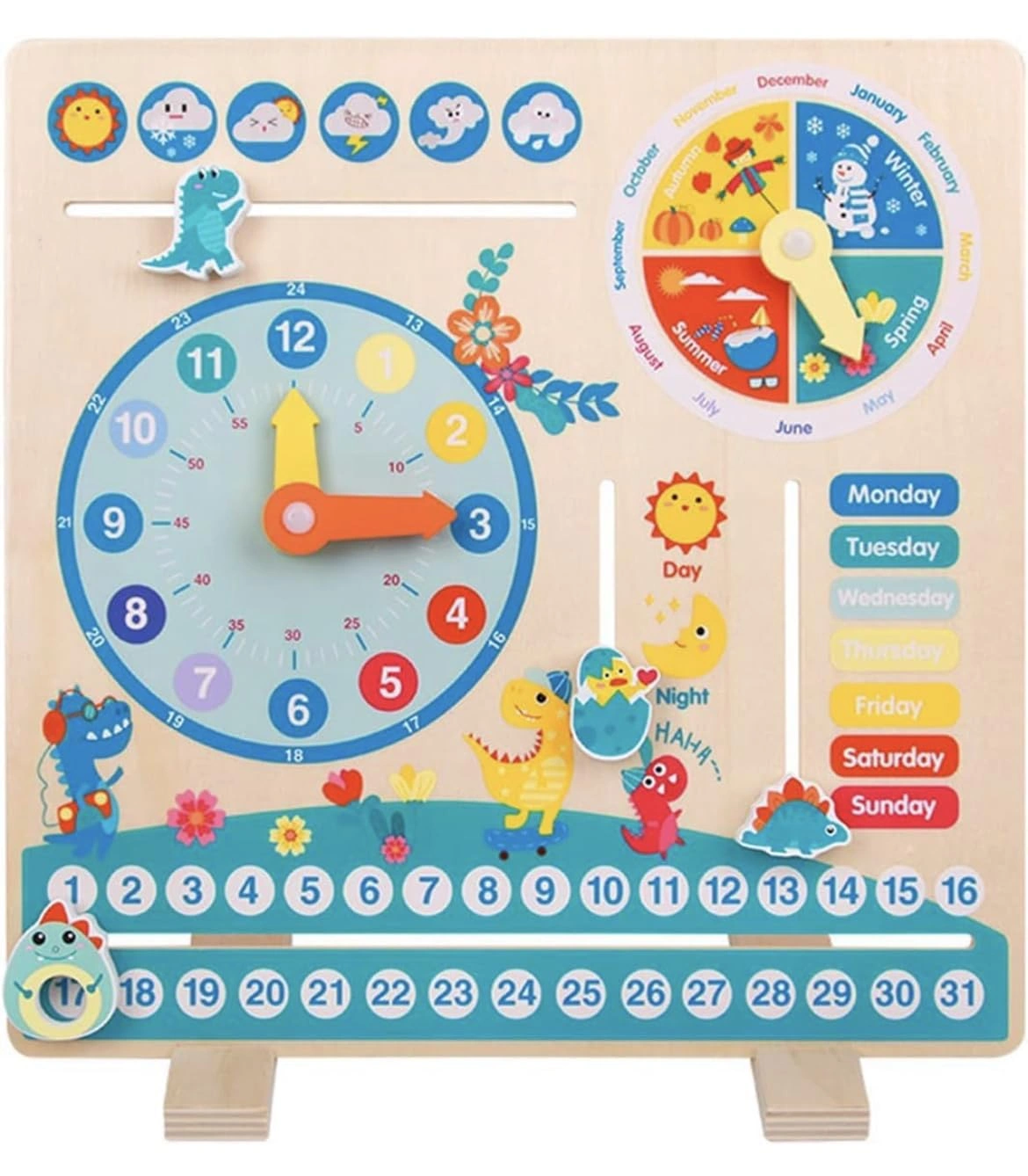 Dinosaur Themed Time &amp; Seasons Learning Board-5